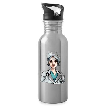 Ärztin / Medizinerin / Doktor / Beruf / Fachärztin - Trinkflasche mit integriertem Trinkhalm - Lightsilver - Rechts