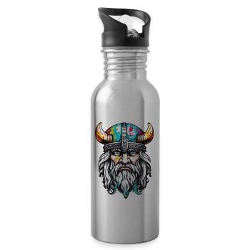 Wikinger / Thor / Odin / nordisch / keltisch - Trinkflasche mit integriertem Trinkhalm - Lightsilver - Rechts
