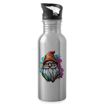 Nain de jardin / Fairyland / Leprechaun / Gnome / Logo - Gourde avec paille intégrée - argent clair - Droite