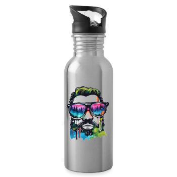 Sunglasses / Man / Forest / Portrait / Guy - Water bottle with straw - silver - Right