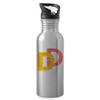 Buchstabe D Typo Geschenke - Trinkflasche mit integriertem Trinkhalm - Lightsilver - Rechts