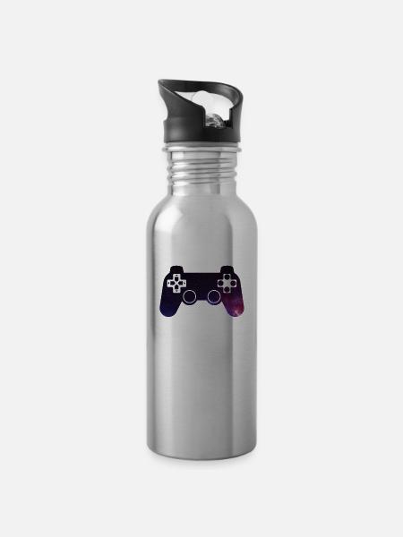 Controller Galaxy - Water bottle with straw - silver