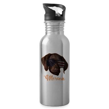 Merica Zeiger 4. Juli Geschenk - Trinkflasche mit integriertem Trinkhalm - Lightsilver - Rechts