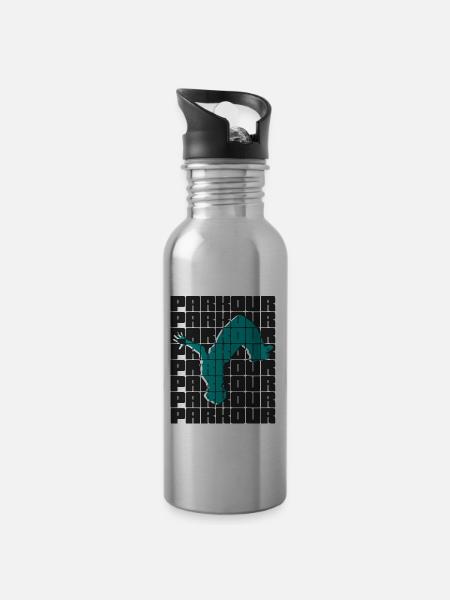 parkour - Water bottle with straw - silver