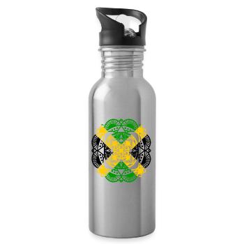 Jamaika Mandala - Trinkflasche mit integriertem Trinkhalm - Lightsilver - Rechts