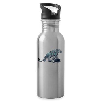 Blauer Schneeleopard - Trinkflasche mit integriertem Trinkhalm - Lightsilver - Rechts