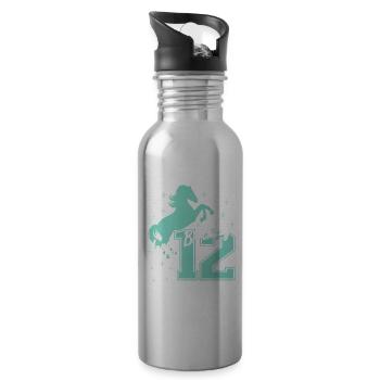 12. Geburtstag Reiten Pferd Reitstall - Trinkflasche mit integriertem Trinkhalm - Lightsilver - Rechts