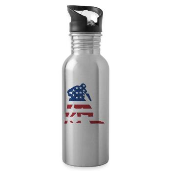 Sport Us Flag Wrestling - Water bottle with straw - silver - Right