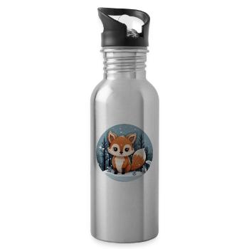 Füchschen im Schnee - Trinkflasche mit integriertem Trinkhalm - Lightsilver - Rechts