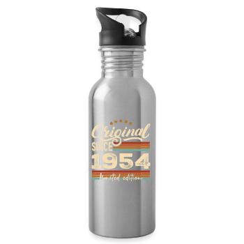 Original 1954 Vintage - Cadeau D’anniversaire 1954 - Gourde avec paille intégrée - argent clair - Droite