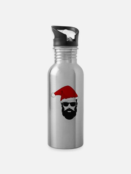 Christmas for Cool Guys - Water bottle with straw - silver