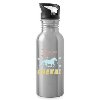 Je Peux Pas J ai Cheval - Amoureux des Chevaux - Gourde avec paille intégrée - argent clair - Droite
