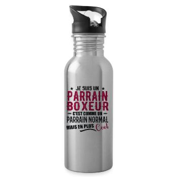 Boxer godfather as normal but cooler godfather - Water bottle with straw - silver - Right