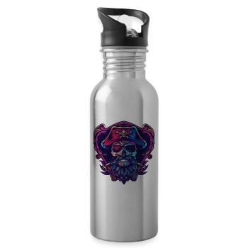 Pirate Skeleton - Water bottle with straw - silver - Right