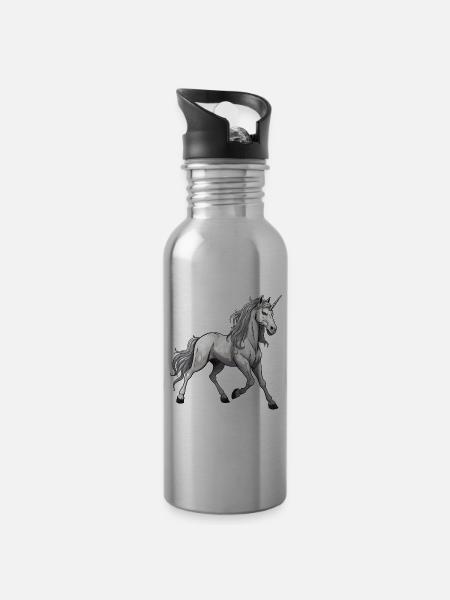 Unicorn Animal - Water bottle with straw - silver
