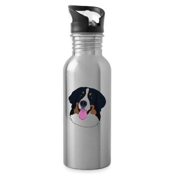 Berner Sennenhund - Gourde avec paille intégrée - argent clair - Droite