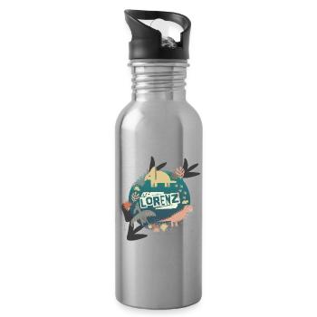 FELIX - Schöner Jungen Name mit süßen Dinosaurier - Trinkflasche mit integriertem Trinkhalm - Lightsilver - Rechts