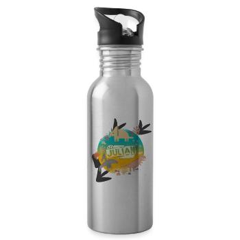 JULIAN - Schöner Jungen Name mit süßen Dinosaurier - Trinkflasche mit integriertem Trinkhalm - Lightsilver - Rechts
