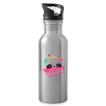 Endlich Schulkind, Einschulung - Trinkflasche mit integriertem Trinkhalm - Lightsilver - Rechts