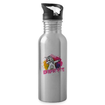 Endlich Schulkind, Einschulung - Trinkflasche mit integriertem Trinkhalm - Lightsilver - Rechts