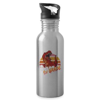 Finally 1st Grade, First Grader - Water bottle with straw - silver - Right