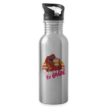 Finally 1st Grade, First Grader - Water bottle with straw - silver - Right