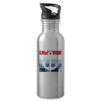 Papitän - bester Papa - Vatertag - Männertag - Trinkflasche mit integriertem Trinkhalm - Lightsilver - Rechts