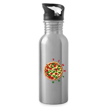 Höchste Zeit für Pizza - Uhr - leckere Salamipizza - Trinkflasche mit integriertem Trinkhalm - Lightsilver - Rechts