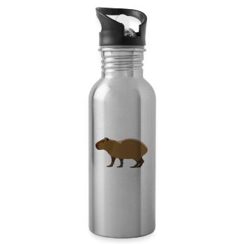 Respect the Cute Capybara - Gift - Saying - Water bottle with straw - silver - Right