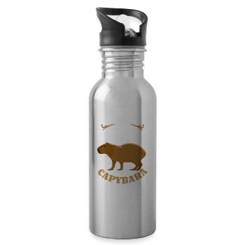 Sei immer du selbst - Capybara - Spruch - Trinkflasche mit integriertem Trinkhalm - Lightsilver - Rechts