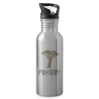 Funguy - funny mushroom - pun - Water bottle with straw - silver - Right