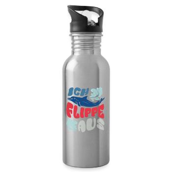 Ich flippe aus - Ironie - Delphin - Spruch - Trinkflasche mit integriertem Trinkhalm - Lightsilver - Rechts