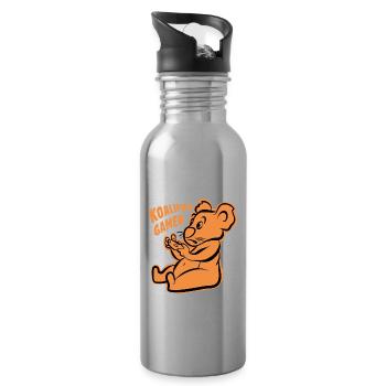 Koalified Gamer - Lustiger Cartoon Koala - Trinkflasche mit integriertem Trinkhalm - Lightsilver - Rechts