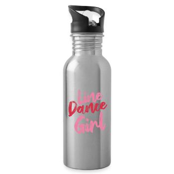 Linedance Girl - Linedancing Country Music - Water bottle with straw - silver - Right