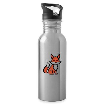 Bin halt ein Fuchs - schlau und clever - für Jungs - Trinkflasche mit integriertem Trinkhalm - Lightsilver - Rechts