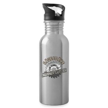 Sägespäne sind eigentlich Männerglitzer - Trinkflasche mit integriertem Trinkhalm - Lightsilver - Rechts