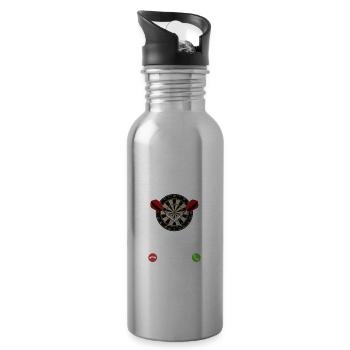 Meine Dartscheibe ruft an - ich muss los - Spruch - Trinkflasche mit integriertem Trinkhalm - Lightsilver - Rechts