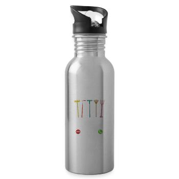 Das Rechenzentrum ruft an, Ich muss los, Wortspiel - Trinkflasche mit integriertem Trinkhalm - Lightsilver - Rechts