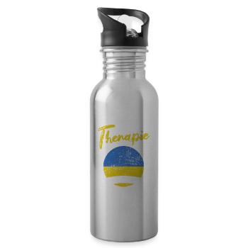Ich brauche keine Therapie ich muss in die Ukraine - Trinkflasche mit integriertem Trinkhalm - Lightsilver - Rechts
