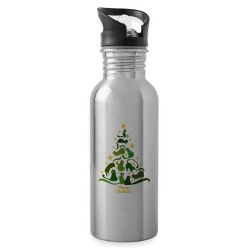 Meowy Christmas - Katze - Weihnachtsbaum Geschenk - Trinkflasche mit integriertem Trinkhalm - Lightsilver - Rechts