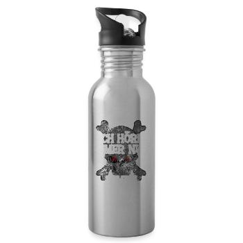 Ich höre immer nur Mimimi - Totenkopf Spruch - Trinkflasche mit integriertem Trinkhalm - Lightsilver - Rechts