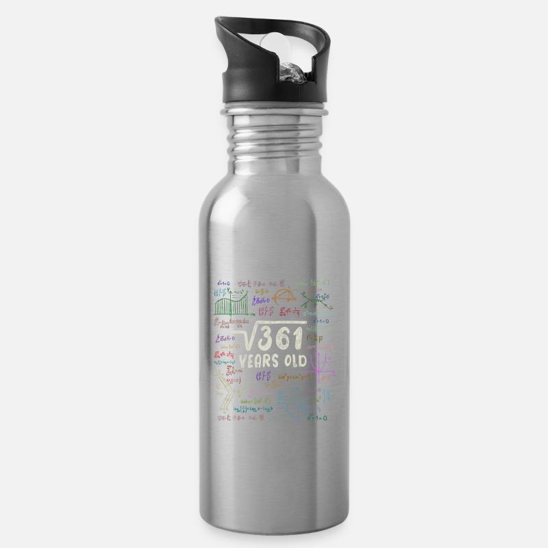 Wurzel aus 361 = 19. Geburtstag - Geschenk - Trinkflasche mit integriertem Trinkhalm - Lightsilver