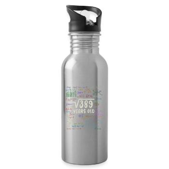 Root of 389 = 17th Birthday - Gift - Water bottle with straw - silver - Right
