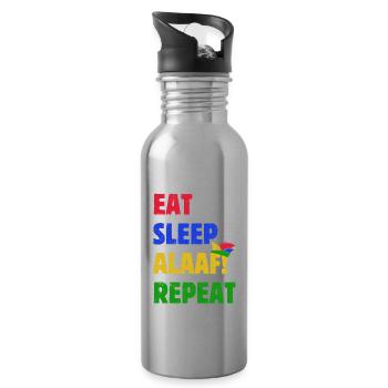 Eat Sleep Alaaf Repeat - Karneval - Spruch - Trinkflasche mit integriertem Trinkhalm - Lightsilver - Rechts