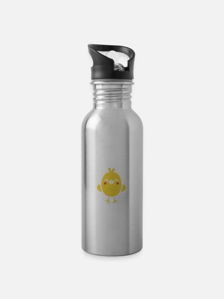 drole Je m'en fous je suis un poussin Homour - Gourde avec paille intégrée - argent clair