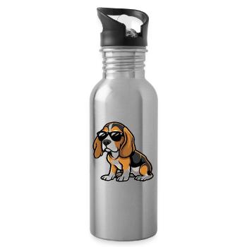 Beagle Hunde Cool Tier - Trinkflasche mit integriertem Trinkhalm - Lightsilver - Rechts