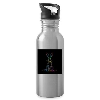 Howard the Rabbit Glows - Water bottle with straw - silver - Right