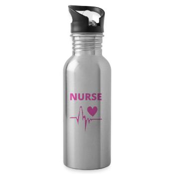 KRANKENSCHWESTER - Trinkflasche mit integriertem Trinkhalm - Lightsilver - Rechts