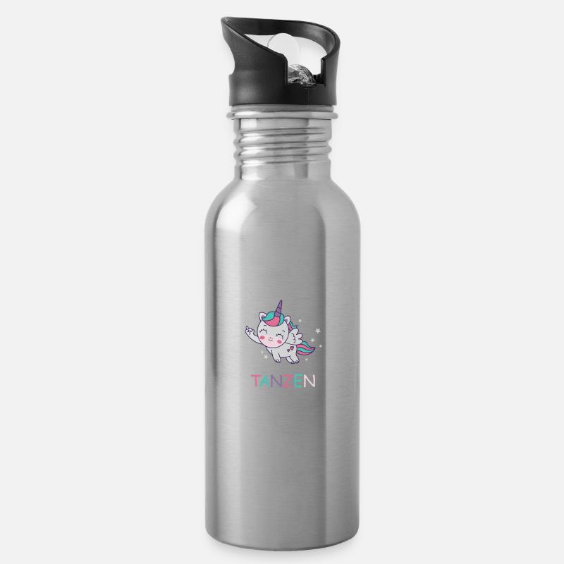 Aus der Reihe Tanzen Lustiger Spruch mit Einhorn - Trinkflasche mit integriertem Trinkhalm - Lightsilver
