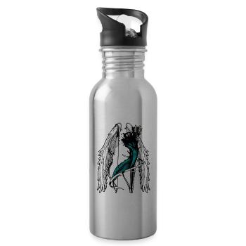 Fantasy Federn Bogen Schütze Pfeil Flügel Krieger - Trinkflasche mit integriertem Trinkhalm - Lightsilver - Rechts